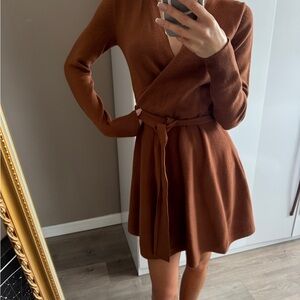 Elegant Brown Wrap Dress